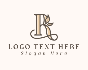 Spa - Natural Plant Letter R logo design