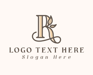 Floral - Natural Plant Letter R logo design