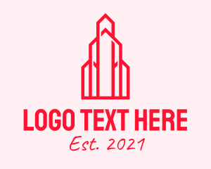 Architecture - Red Tower Skyline logo design