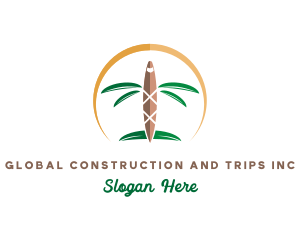 Tropical Palm Tree Airplane Logo