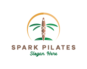 Tropical Palm Tree Airplane Logo