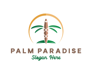 Tropical Palm Tree Airplane logo design