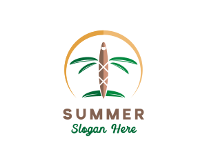 Tropical Palm Tree Airplane logo design