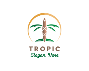 Tropical Palm Tree Airplane logo design