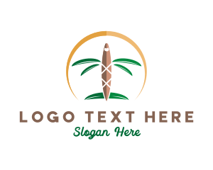 Tropical Palm Tree Airplane Logo