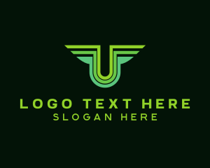 Pilot Class - Modern Wings Letter U logo design