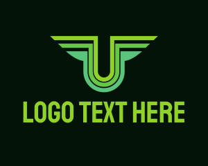 Aviator - Green Wings Letter U logo design