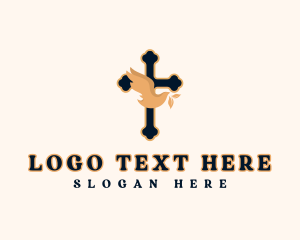 Catholic - Religion Cross Dove logo design