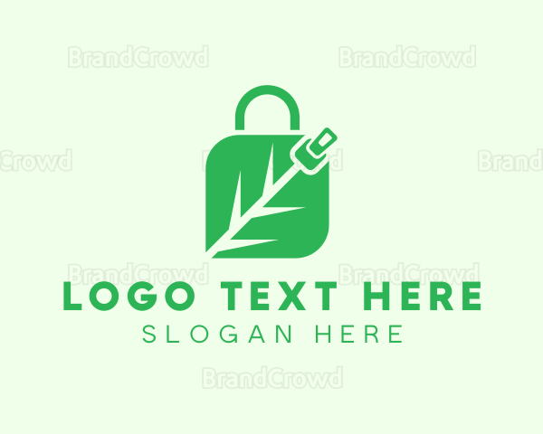 Plant Zipper Shopping Bag Logo