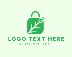 Plant Zipper Shopping Bag logo design