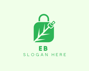 Organic - Plant Zipper Shopping Bag logo design