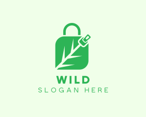 Shopping - Plant Zipper Shopping Bag logo design