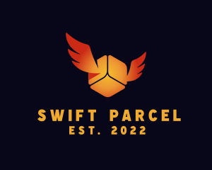 Parcel - Delivery Box Wings logo design