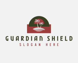 Resort - Palm Tree Sunset logo design