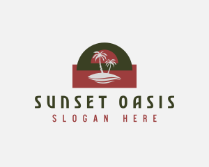 Palm Tree Sunset logo design