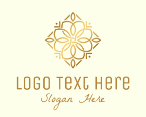 Wreath - Gold Flower Diamond logo design