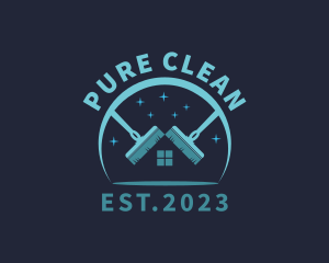 Clean Housekeeping Broom logo design