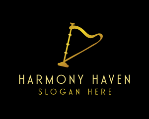 Harp Music Instrument logo design