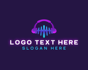 Podcast - Headset Sound Wave logo design
