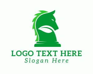 Equestrian - Leaf Knight Horse Chess logo design
