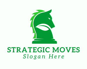 Chessboard - Leaf Knight Horse Chess logo design