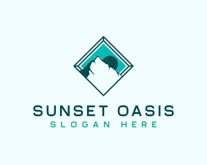 Mountain Peak Sunset logo design