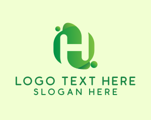 Gradient - Green Eco Letter H logo design