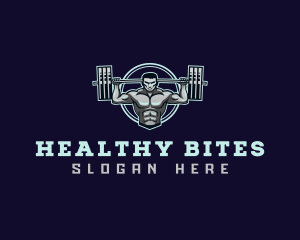 Barbell Weightlifting Man logo design