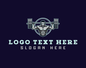 Healthy - Barbell Weightlifting Man logo design