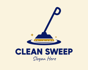 Mopping - Cleaning Broomstick Housekeeping logo design