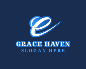Letter E - Elegant Gradient Script logo design