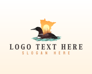 Timber Wolf - Minnesota Common Loon Bird logo design