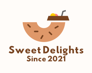 Donut Dessert Drink  logo design