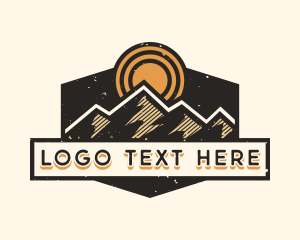 Exploration - Mountain Outdoor Sun Climbing logo design