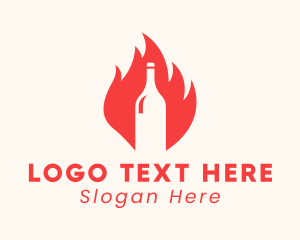 Brewer - Blazing Wine Fire Bottle logo design