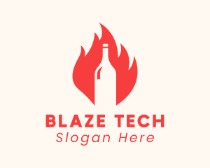 Blaze - Blazing Wine Fire Bottle logo design