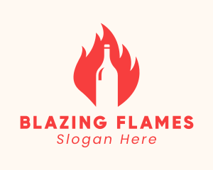 Blazing Wine Fire Bottle logo design