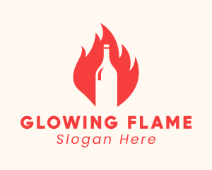 Blazing Wine Fire Bottle logo design