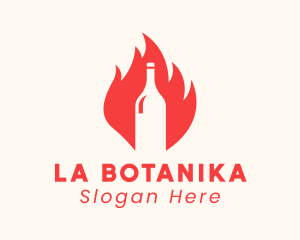 Brewer - Blazing Wine Fire Bottle logo design