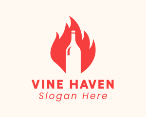 Blazing Wine Fire Bottle logo design