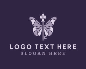 Boutique - Violet Butterfly Key logo design