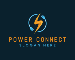 Plug - Lightning Energy Plug logo design