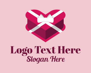 Engagement Ring - Heart Gift Box logo design