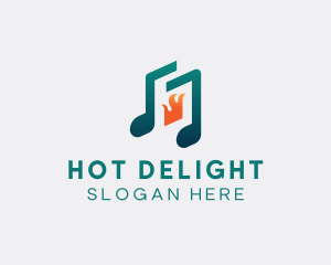 Musical Note Flame logo design