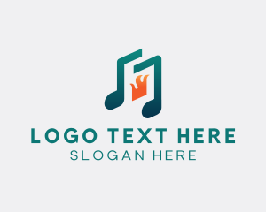 Singer - Musical Note Flame logo design