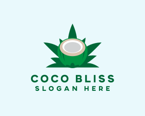Coconut - Tropical Coconut Leaf logo design