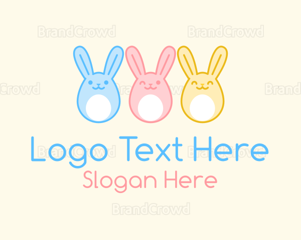 Happy Easter Egg Bunnies Logo