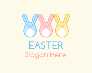 Happy Easter Egg Bunnies  logo design