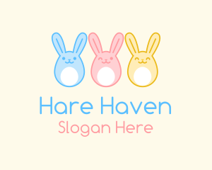 Happy Easter Egg Bunnies  logo design