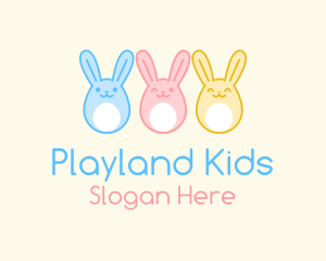 Happy Easter Egg Bunnies  logo design